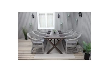 Utendørs møbelgruppe 190 cm Bord & 6 Merida grå stoler Brun - Brun - Hagemøbler & utemiljø - Hagegruppe - Spisegrupper hage