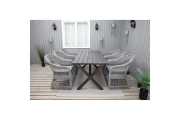 Utendørs møbelgruppe 190 cm Bord & 6 Merida grå stoler Brun - Brun - Hagemøbler & utemiljø - Hagegruppe - Spisegrupper hage