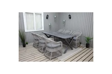 Utendørs møbelgruppe 190 cm Bord & 6 Merida grå stoler Grå - Grå - Hagemøbler & utemiljø - Hagegruppe - Spisegrupper hage
