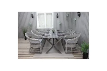 Utendørs møbelgruppe 190 cm Bord & 6 Merida grå stoler Grå - Grå - Hagemøbler & utemiljø - Hagegruppe - Spisegrupper hage