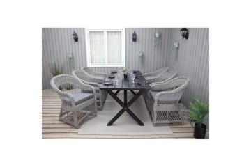 Utendørs møbelgruppe 190 cm Bord & 6 Merida grå stoler Svart - Svart - Hagemøbler & utemiljø - Hagegruppe - Spisegrupper hage