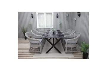 Utendørs møbelgruppe 190 cm Bord & 6 Merida grå stoler Svart - Svart - Hagemøbler & utemiljø - Hagegruppe - Spisegrupper hage