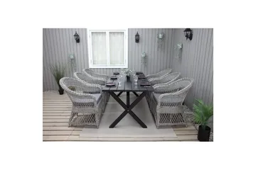 Utendørs møbelgruppe 190 cm Bord & 6 Merida grå stoler Svart - Svart - Hagemøbler & utemiljø - Hagegruppe - Spisegrupper hage