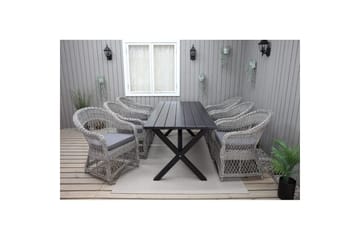 Utendørs møbelgruppe 190 cm Bord & 6 Merida grå stoler Svart - Svart - Hagemøbler & utemiljø - Hagegruppe - Spisegrupper hage