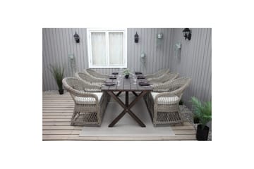 Utendørs møbelgruppe 190 cm Bord & 6 Merida naturlige stoler Brun - Brun - Hagemøbler & utemiljø - Hagegruppe - Spisegrupper hage