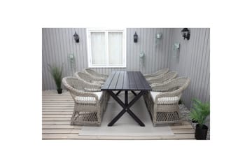 Utendørs møbelgruppe 190 cm Bord & 6 Merida naturlige stoler Svart - Svart - Hagemøbler & utemiljø - Hagegruppe - Spisegrupper hage