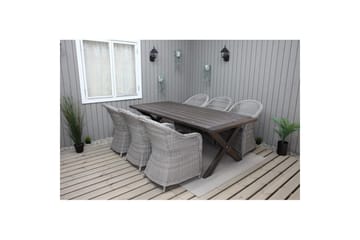 Utendørs møbelgruppe 220 cm bord 26 6 Belize grå stoler Brun - Brun - Hagemøbler & utemiljø - Hagegruppe - Spisegrupper hage