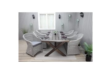 Utendørs møbelgruppe 220 cm bord 26 6 Belize grå stoler Brun - Brun - Hagemøbler & utemiljø - Hagegruppe - Spisegrupper hage