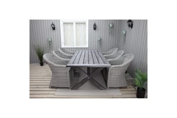 Utendørs møbelgruppe 220 cm bord 26 6 Belize grå stoler Grå - Grå - Hagemøbler & utemiljø - Hagegruppe - Spisegrupper hage