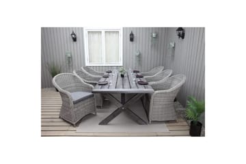 Utendørs møbelgruppe 220 cm bord 26 6 Belize grå stoler Grå - Grå - Hagemøbler & utemiljø - Hagegruppe - Spisegrupper hage