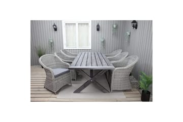 Utendørs møbelgruppe 220 cm bord 26 6 Belize grå stoler Grå - Grå - Hagemøbler & utemiljø - Hagegruppe - Spisegrupper hage
