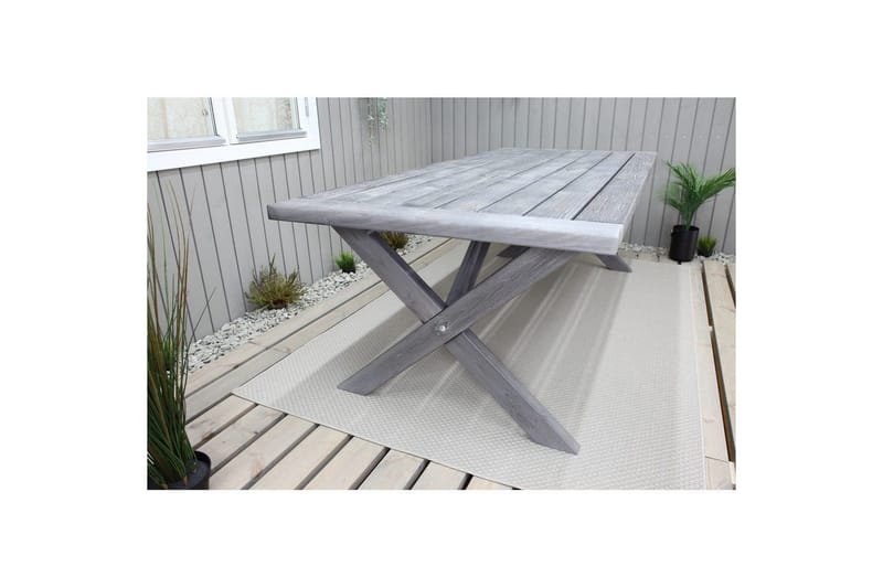 Utendørs møbelgruppe 220 cm bord 26 6 Belize grå stoler Grå - Grå - Hagemøbler & utemiljø - Hagegruppe - Spisegrupper hage