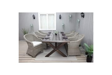 Utendørs møbelgruppe 220 cm bord 26 6 Belize naturstoler Brun - Brun - Hagemøbler & utemiljø - Hagegruppe - Spisegrupper hage