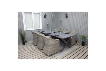 Utendørs møbelgruppe 220 cm bord 26 6 Belize naturstoler Grå - Grå - Hagemøbler & utemiljø - Hagegruppe - Spisegrupper hage