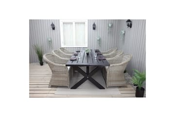 Utendørs møbelgruppe 220 cm bord 26 6 Belize naturstoler Svart - Svart - Hagemøbler & utemiljø - Hagegruppe - Spisegrupper hage