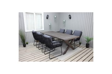 Utendørs møbelgruppe 220 cm bord 26 6 Levanto grå stoler Brun