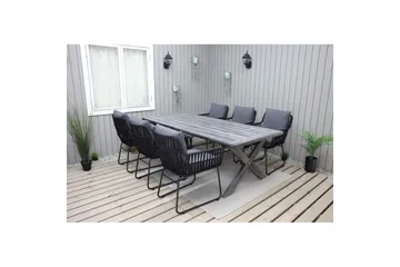 Utendørs møbelgruppe 220 cm bord 26 6 Levanto grå stoler Grå - Grå - Hagemøbler & utemiljø - Hagegruppe - Spisegrupper hage