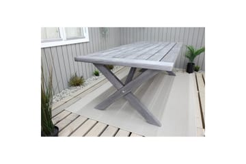 Utendørs møbelgruppe 220 cm bord 26 6 Levanto grå stoler Grå - Grå - Hagemøbler & utemiljø - Hagegruppe - Spisegrupper hage