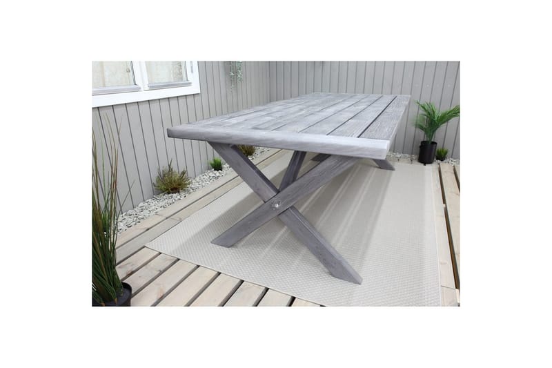 Utendørs møbelgruppe 220 cm bord 26 6 Levanto grå stoler Grå - Grå - Hagemøbler & utemiljø - Hagegruppe - Spisegrupper hage