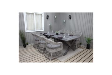 Utendørs møbelgruppe 220 cm bord 26 6 Merida grå stoler Grå - Grå - Hagemøbler & utemiljø - Hagegruppe - Spisegrupper hage