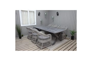 Utendørs møbelgruppe 220 cm bord 26 6 Merida grå stoler Grå - Grå - Hagemøbler & utemiljø - Hagegruppe - Spisegrupper hage
