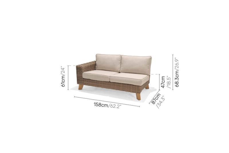 Utendørs møbelgruppe Lifestyle Garden Bahamas 2-seter venstre & høyre & hjørnestol & sofabord 100 - Hagemøbler & utemiljø - Hagegruppe - Sofagruppe utendørs