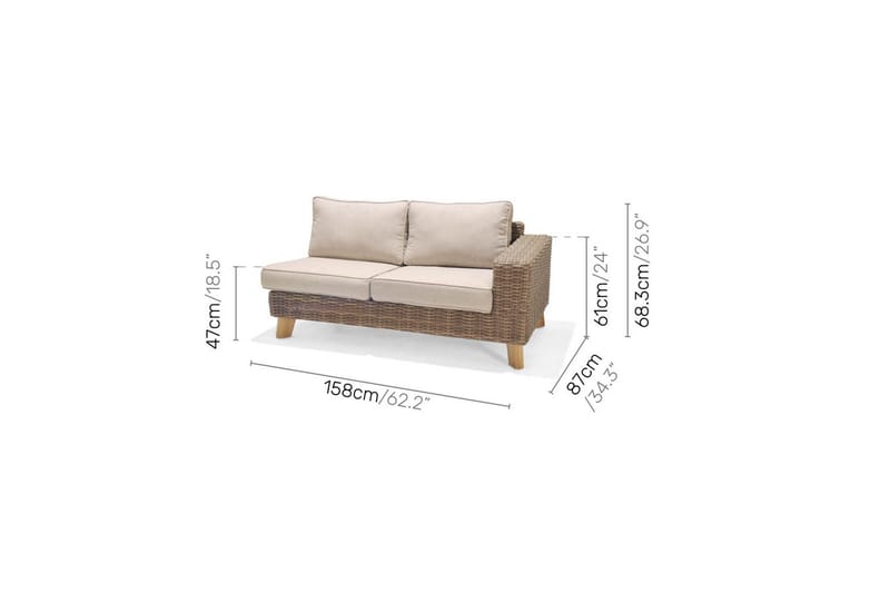 Utendørs møbelgruppe Lifestyle Garden Bahamas 2-seter venstre & høyre & hjørnestol & sofabord 100 - Hagemøbler & utemiljø - Hagegruppe - Sofagruppe utendørs