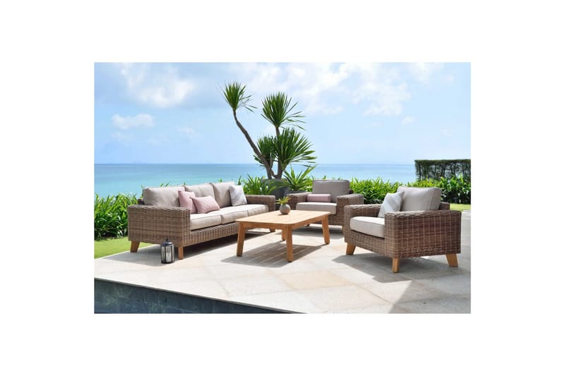 Utendørs møbelgruppe Lifestyle Garden Bahamas 2 x lenestol & 3-seter & sofabord 140 - Hagemøbler & utemiljø - Hagegruppe - Sofagruppe utendørs