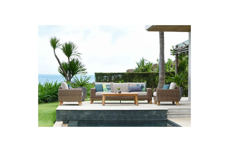Utendørs møbelgruppe Lifestyle Garden Bahamas 2 x lenestol & 3-seter & sofabord 140 - Hagemøbler & utemiljø - Hagegruppe - Sofagruppe utendørs