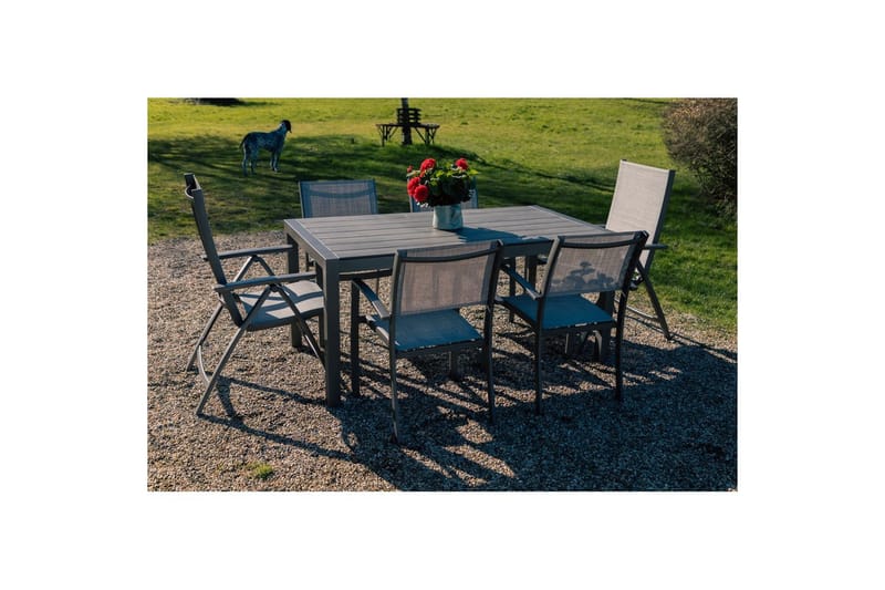 Utendørs møbelgruppe Lifestyle Garden Solana 163 cm 4 Carver stoler + 2 posisjonsstoler - 4 Carver stoler + 2 posisjonsstoler - Hagemøbler & utemiljø - Hagegruppe - Spisegrupper hage