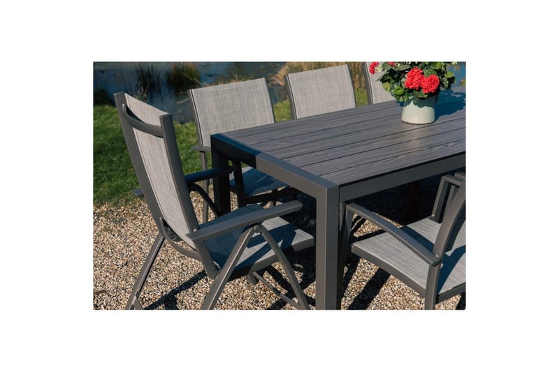 Utendørs møbelgruppe Lifestyle Garden Solana 201 cm 6 carver stoler + 2 posisjons stoler - 6 carver stoler + 2 posisjons stoler - Hagemøbler & utemiljø - Hagegruppe - Spisegrupper hage