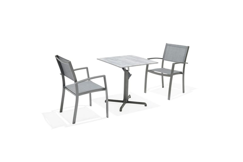Utendørs møbelgruppe Lifestyle Garden Solana bistro bord + 2 x stabelbar lenestol
