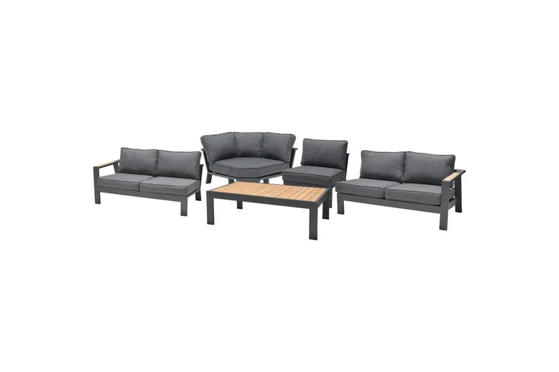 Utendørs møbelgruppe Lifestyle Garden PALAU 2-seter høyre & venstre + hjørnesofa stol + sidestol + sofabord 140 cm