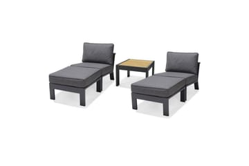 Utendørs møbelgruppe Lifestyle Garden PALAU 2x siderstol + 2x ottoman + sidebord 60 cm - Hagemøbler & utemiljø - Hagegruppe - Cafemøbler & cafesett