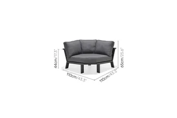 Utendørs møbelgruppe Lifestyle Garden PALAU 2-seter høyre & venstre + 2x hjørnesofa stol + 2x sidestol + sofabord 100 cm - Hagemøbler & utemiljø - Hagegruppe - Sofagruppe utendørs
