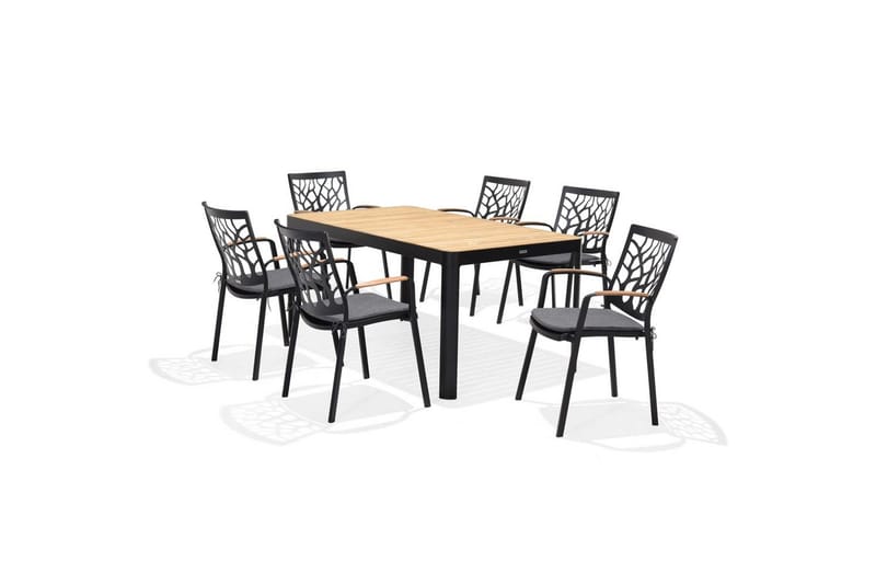 Utendørs møbelgruppe Lifestyle Garden Portals 161 cm 6 tre skjæringsstoler, 6 tre skjæringsstoler