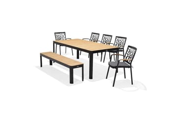 Utendørs møbelgruppe Lifestyle Garden Portals 209 cm 5 tresnekkerstoler + benk - 5 tresnekkerstoler + benk - Hagemøbler & utemiljø - Hagegruppe - Spisegrupper hage