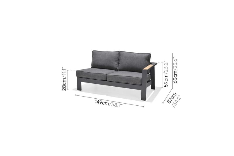 Utendørs møbelgruppe Lifestyle Garden PALAU 2-seter høyre & venstre + 2x hjørnesofa stol + 2x sidestol + sofabord 100 cm - Hagemøbler & utemiljø - Hagegruppe - Sofagruppe utendørs