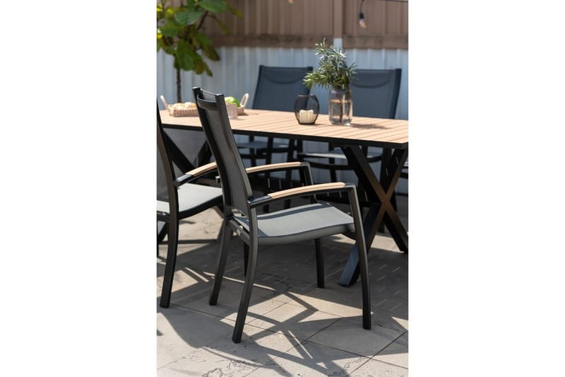 Utendørs møbelgruppe Lifestyle Garden Panama 200 cm 6 stablebar stoler + 2 posisjons stoler - 6 stablebar stoler + 2 posisjons stoler - Hagemøbler & utemiljø - Hagegruppe - Spisegrupper hage