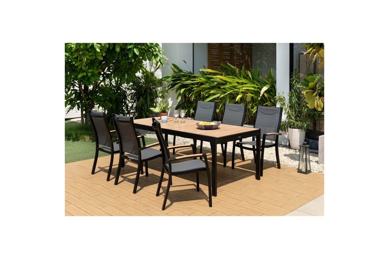 Utendørs møbelgruppe Lifestyle Garden Panama 210-300 cm 6 stablebar stoler + 2 posisjons stoler - 6 stablebar stoler + 2 posisjons stoler - Hagemøbler & utemiljø - Hagegruppe - Spisegrupper hage