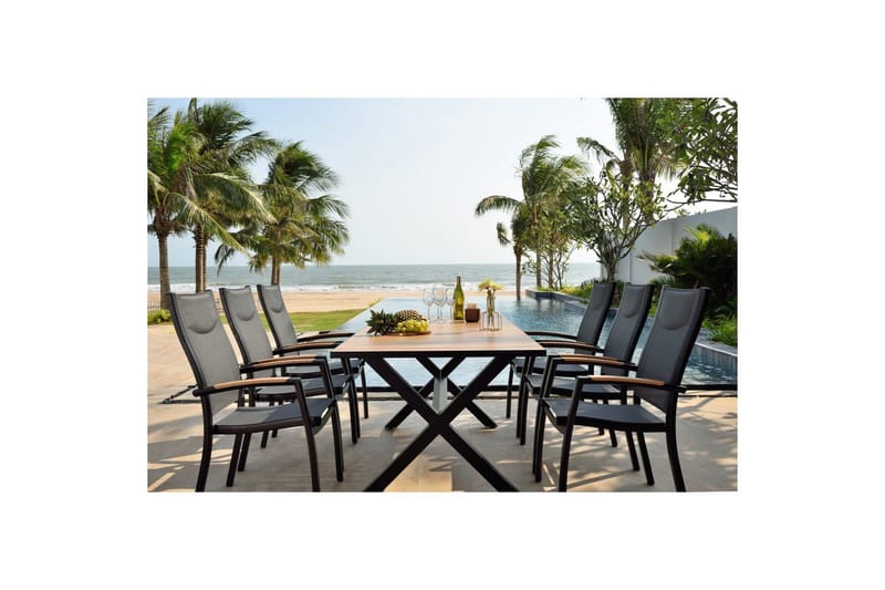 Utendørs møbelgruppe Lifestyle Garden Panama 200 cm 6 stablebar stoler - 6 stablebar stoler - Hagemøbler & utemiljø - Hagegruppe - Spisegrupper hage