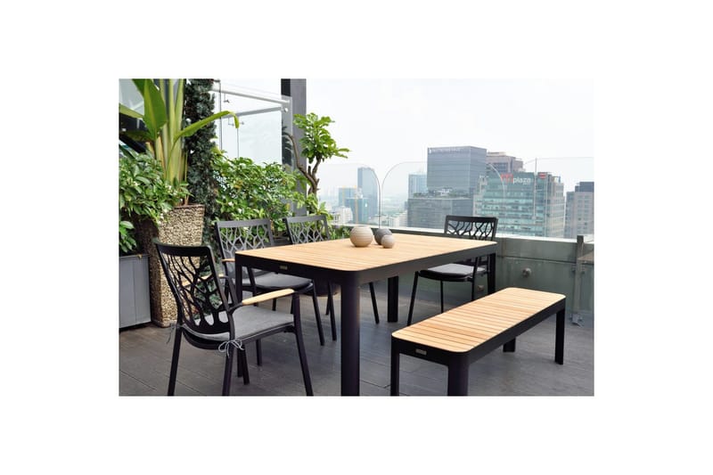 Utendørs møbelgruppe Lifestyle Garden Portals 161 cm 4 hage stoler + benk - 4 hage stoler + benk - Hagemøbler & utemiljø - Hagegruppe - Spisegrupper hage