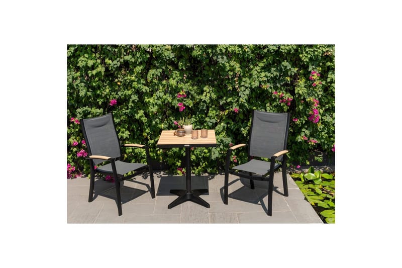 Utendørs møbelgruppe Lifestyle Garden Panama 2x stabelbar lenestol & bistrobord - Hagemøbler & utemiljø - Hagegruppe - Cafemøbler & cafesett