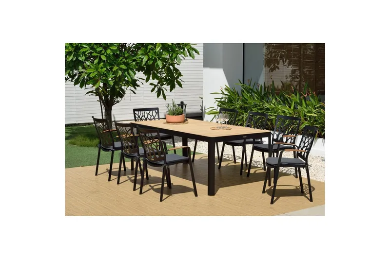 Utendørs møbelgruppe Lifestyle Garden Portals 209 cm 8 trebearbeidingsstoler - 8 trebearbeidingsstoler - Hagemøbler & utemiljø - Hagegruppe - Spisegrupper hage