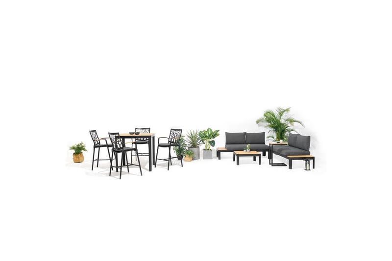 Utendørs møbelgruppe Lifestyle Garden Portals barbord 95 & 4 barstoler - Hagemøbler & utemiljø - Hagegruppe - Spisegrupper hage