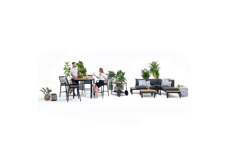 Utendørs møbelgruppe Lifestyle Garden Portals barbord 95 & 4 barstoler - Hagemøbler & utemiljø - Hagegruppe - Spisegrupper hage