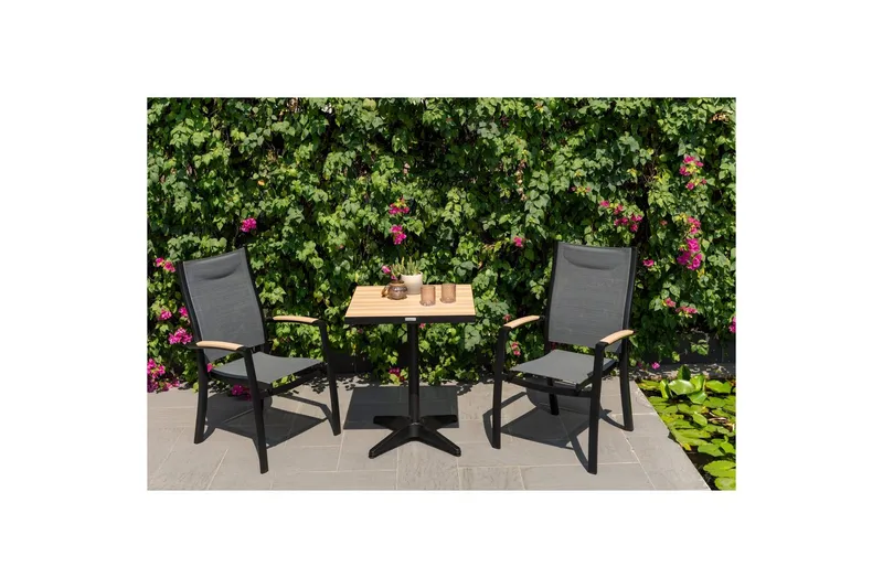 Utendørs møbelgruppe Lifestyle Garden Panama 2x stabelbar lenestol & bistrobord - Hagemøbler & utemiljø - Hagegruppe - Cafemøbler & cafesett