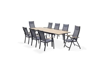 Utendørs møbelgruppe Lifestyle Garden Panama 210-300 cm 6 stablebar stoler + 2 posisjons stoler - 6 stablebar stoler + 2 posisjons stoler - Hagemøbler & utemiljø - Hagegruppe - Spisegrupper hage