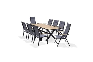 Utendørs møbelgruppe Lifestyle Garden Panama 200 cm 6 stablebar stoler + 2 posisjons stoler - 6 stablebar stoler + 2 posisjons stoler - Hagemøbler & utemiljø - Hagegruppe - Spisegrupper hage