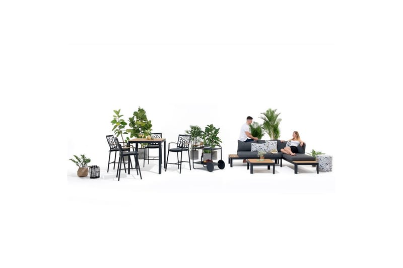 Utendørs møbelgruppe Lifestyle Garden Portals barbord 95 & 4 barstoler - Hagemøbler & utemiljø - Hagegruppe - Spisegrupper hage